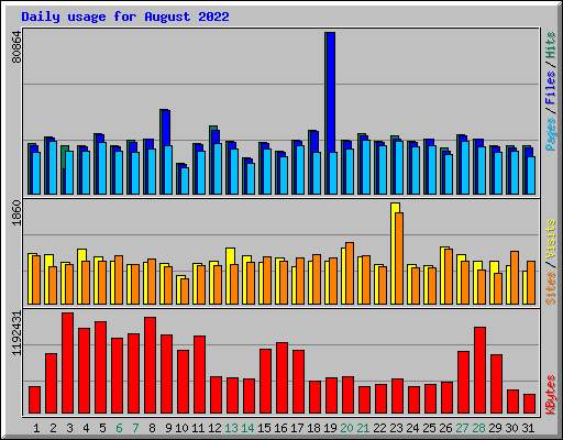 Daily usage for August 2022