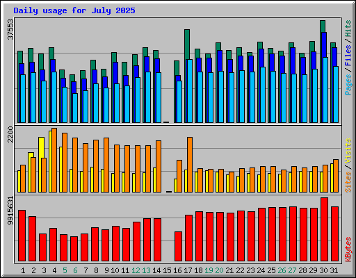 Daily usage for July 2025