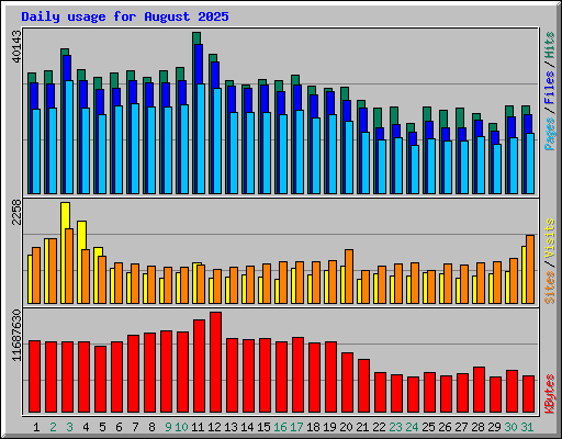 Daily usage for August 2025