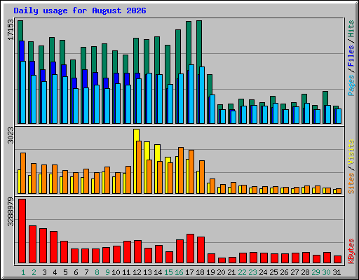 Daily usage for August 2026